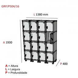 Armário Roupeiro 16 Portas Aço GRP 504/16  - 4