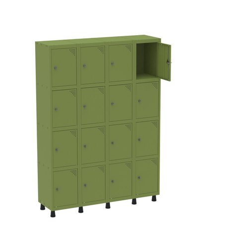 Armário Guarda Volume Locker Roupeiro 16 Portas Aço Grp 504/16 Verde