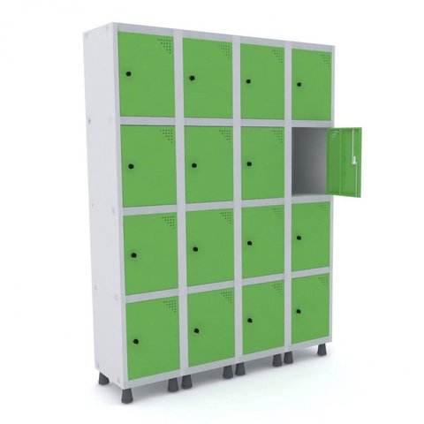 Armário Guarda Volume Locker Roupeiro 16 Portas Aço Grp 504/16 Verde