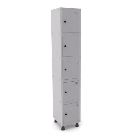 Armário Guarda Volume Locker Roupeiro 5 Portas Aço Grp 501/5 Cinza
