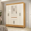 Ver imagem 4 de Guarda Roupa Roupeiro Casal 8 Portas 2 Gavetas Munique com Espelho Cinamon Touch Off White Demóbile
