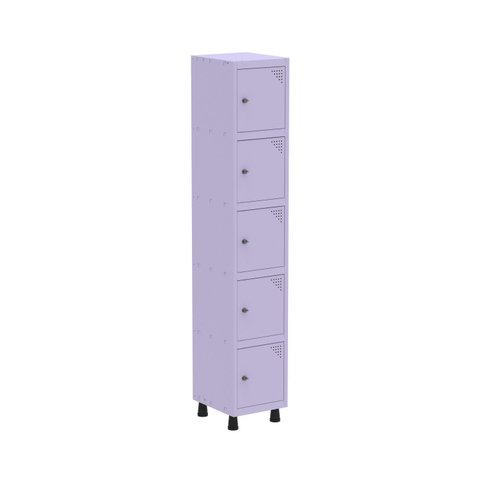 Armário Locker Roupeiro de Aço 5 Portas Cinza/Lilás