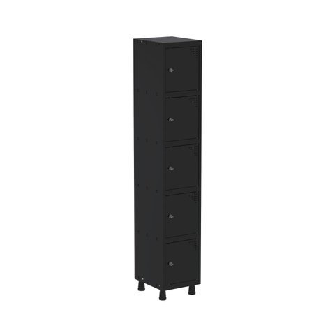 Armário Locker Roupeiro 5 Portas Aço Grp 501/5 Preto