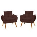 Ver imagem 1 de Kit 2 Cadeiras Poltronas Opala Suede Marrom