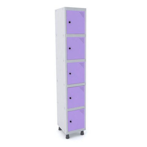 Armário Guarda Volume Locker Roupeiro 5 Portas Aço Grp 501/5 Cinza