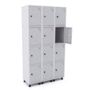 Ver imagem 1 de Armário Guarda Volume Locker Roupeiro 12 Portas Aço Grp 503/12 Cinza