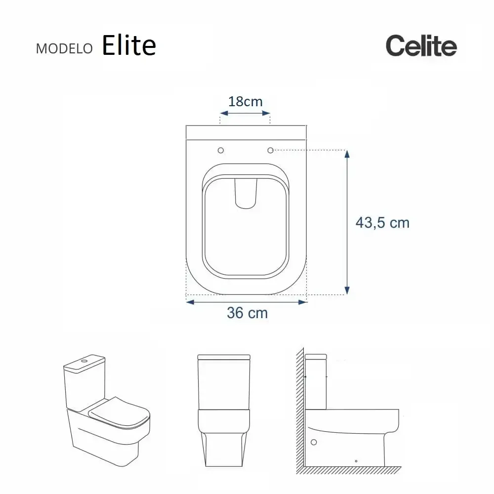 Assento Sanitário Modelo Elite Preto Para Vaso Celite 6lpf - 5