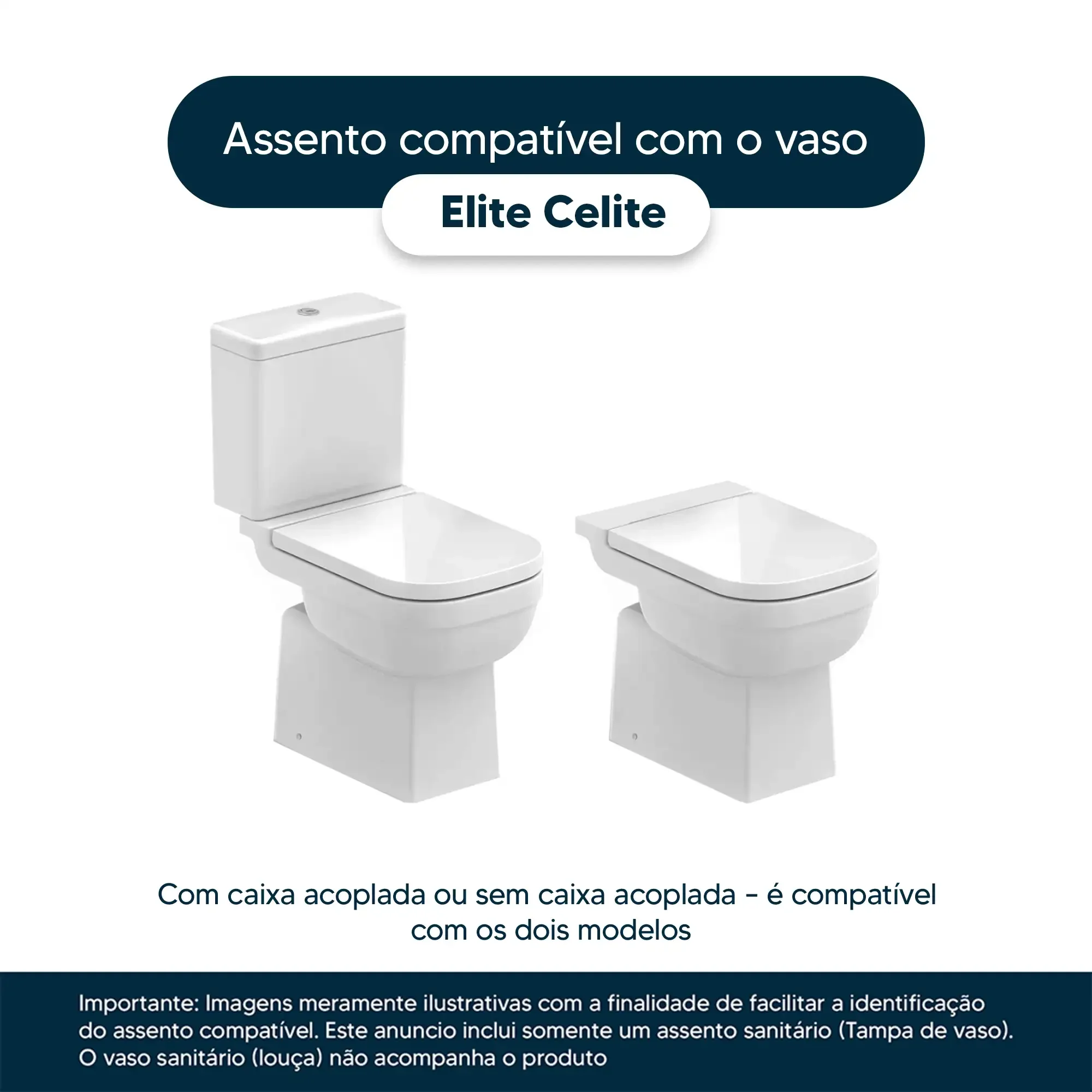 Assento Sanitário Modelo Elite Preto Para Vaso Celite 6lpf - 4