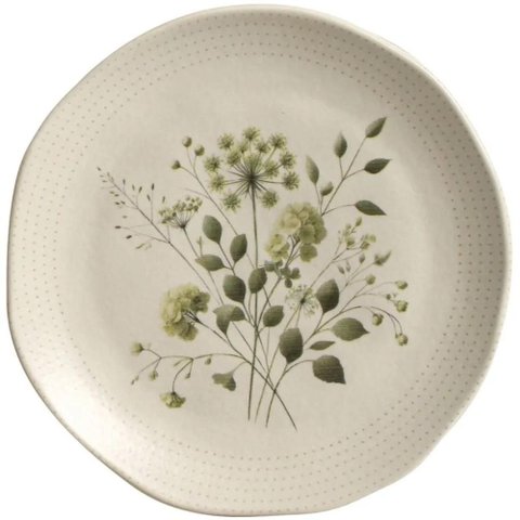 Prato de Sobremesa Ammi Orgânico Cerâmica 19,5cm Floral Porto Brasil Avulso