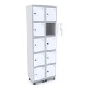Ver imagem 1 de Armário Guarda Volume Locker Roupeiro 10 Portas Aço Grp 502/10 Branco/Cinza