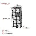 Ver imagem 3 de Armário Guarda Volume Locker Roupeiro 10 Portas Aço Grp 502/10 Preto/Cinza