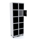 Ver imagem 1 de Armário Guarda Volume Locker Roupeiro 10 Portas Aço Grp 502/10 Preto/Cinza
