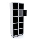 Ver imagem 1 de Armário Guarda Volume Locker Roupeiro 10 Portas Aço Grp 502/10 Preto/Cinza