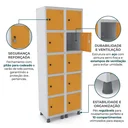 Ver imagem 5 de Armário Guarda Volume Locker Roupeiro 10 Portas Aço Grp 502/10 Laranja e Cinza