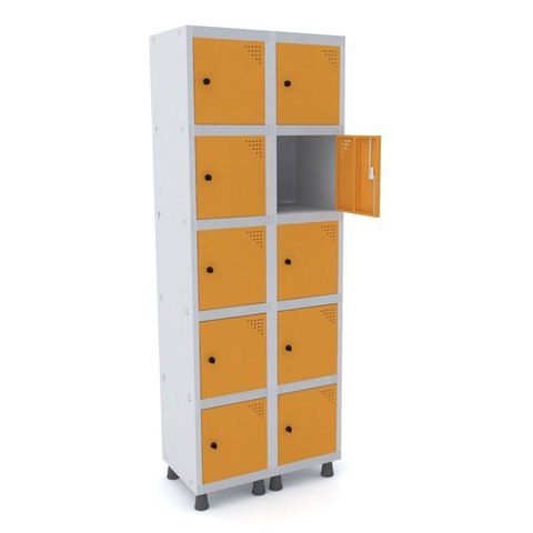 Armário Guarda Volume Locker Roupeiro 10 Portas Aço Grp 502/10 Laranja