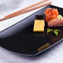 Ver imagem 2 de Kit 12 Bandejas Rasas 22cm Porcelana Germer Prato Sushi Preto Oriental Sashimi