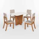 Ver imagem 2 de Conjunto Mesa de Jantar Vértice com Vidro e 4 Cadeiras Milla Henn - Nature/off White/linho