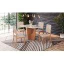 Ver imagem 1 de Conjunto Mesa de Jantar Vértice com Vidro e 4 Cadeiras Milla Henn - Nature/off White/linho