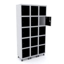 Ver imagem 1 de Armário Locker Roupeiro 15 Portas Aço Grp 503/15 Movei Preto/Cinza