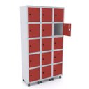 Ver imagem 1 de Armário Guarda Volume Locker Roupeiro 15 Portas Aço Grp 503/15 Vermelho