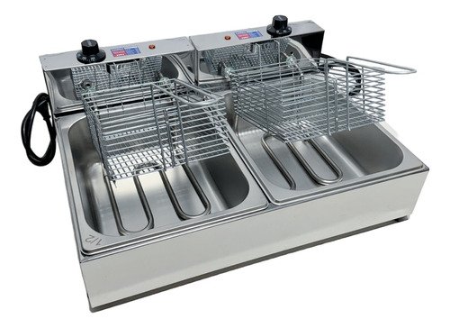 Fritadeira Elétrica Industrial 2 Cubas 10 Litros Inox