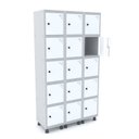 Ver imagem 1 de Armário Guarda Volume Locker Roupeiro 15 Portas Aço Grp 503/15 Branco