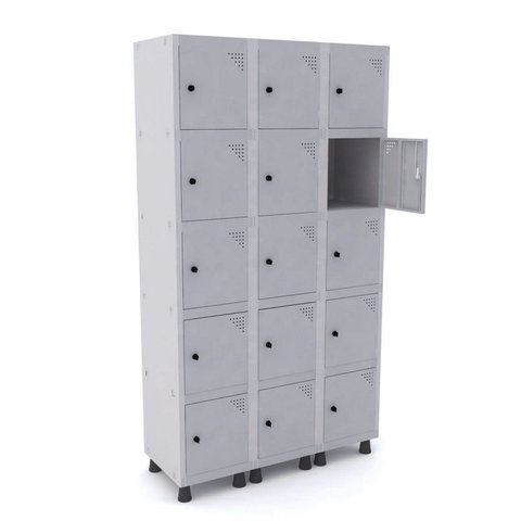 Armário Guarda Volume Locker Roupeiro 15 Portas Aço Grp 503/15 Cinza