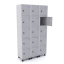 Ver imagem 1 de Armário Guarda Volume Locker Roupeiro 15 Portas Aço Grp 503/15 Cinza