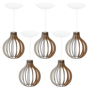 Pendente Luminária Bali E27 Branco Bancada Restaurante 5 Un
