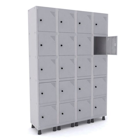 Armário Guarda Volume Locker Roupeiro 20 Portas Aço Grp 504/20 Cinza