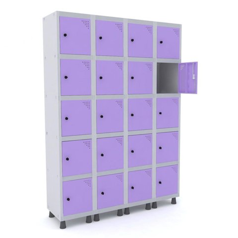Armário Guarda Volume Locker Roupeiro 20 Portas Aço Grp 504/20 Cinza