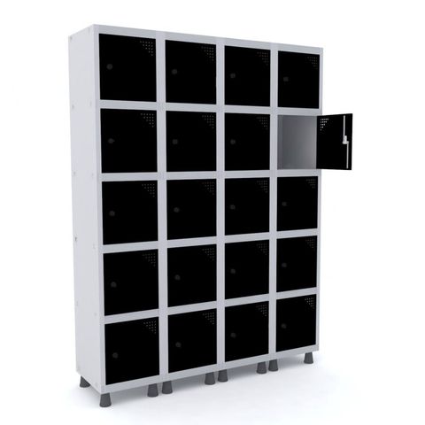 Armário Guarda Volume Locker Roupeiro 20 Portas Aço Grp 504/20 Preto