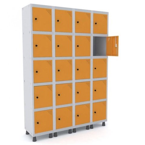 Armário Locker Guarda-Volume 20 Portas Aço Grp 504/20 Laranja/Picasso