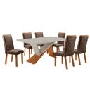 Ver imagem 1 de Mesa de Jantar Yasmin 180cm Tampo Mdf Vidro Canto Copo com 6 Cadeiras Lira