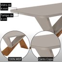 Ver imagem 5 de Mesa de Jantar Yasmin 180cm Tampo Mdf Vidro Canto Copo com 6 Cadeiras Lira