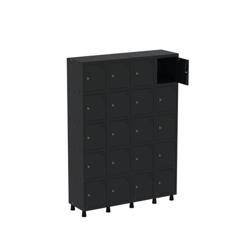 Armário Guarda Volume Locker Roupeiro 20 Portas Aço Grp 504/20 Preto