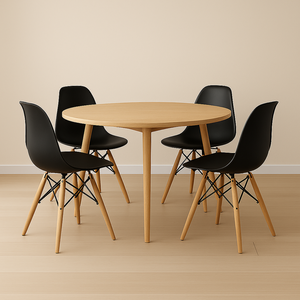 Kit com 4 Cadeiras Eiffel com Base em Madeira para Cozinha e Sala de Jantar