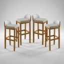 Ver imagem 3 de Conjunto Cozinha Alto Padrão 4 Banquetas Exclusiva Encosto Confortável Quadrado Acabamento Couro