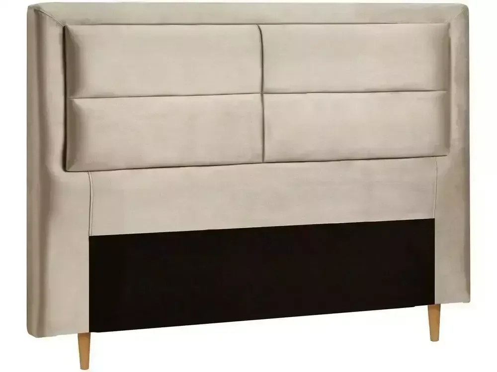 Cabeceira Queen Estofada Dobuê Movelaria Estoril Veludo Bege - 2