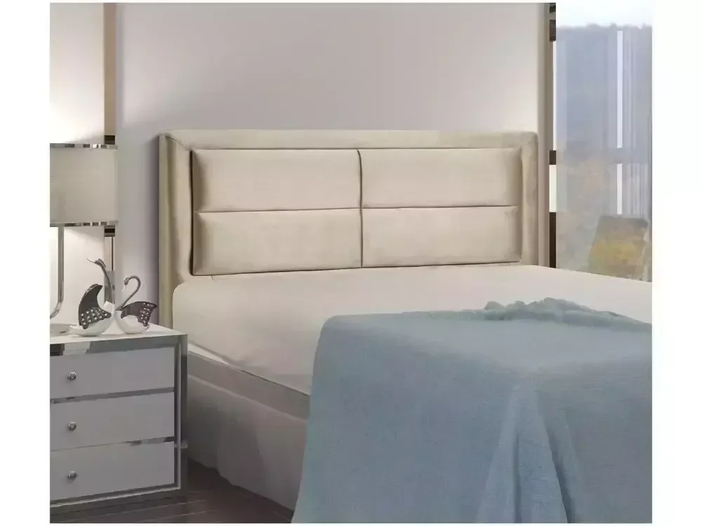 Ver imagem 3 de Cabeceira Queen Estofada Dobuê Movelaria Estoril Veludo Bege