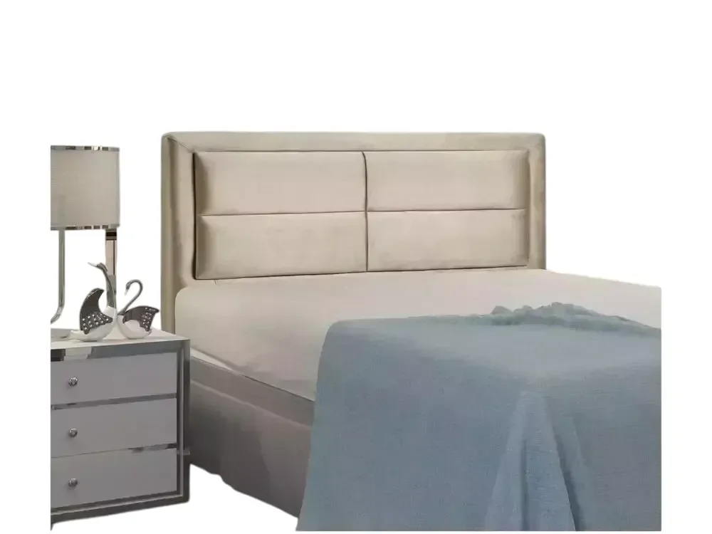 Cabeceira Queen Estofada Dobuê Movelaria Estoril Veludo Bege