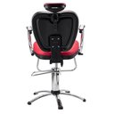 Ver imagem 2 de Cadeira Salão Barbeiro Encosto Reclinável Vermelha Dompel