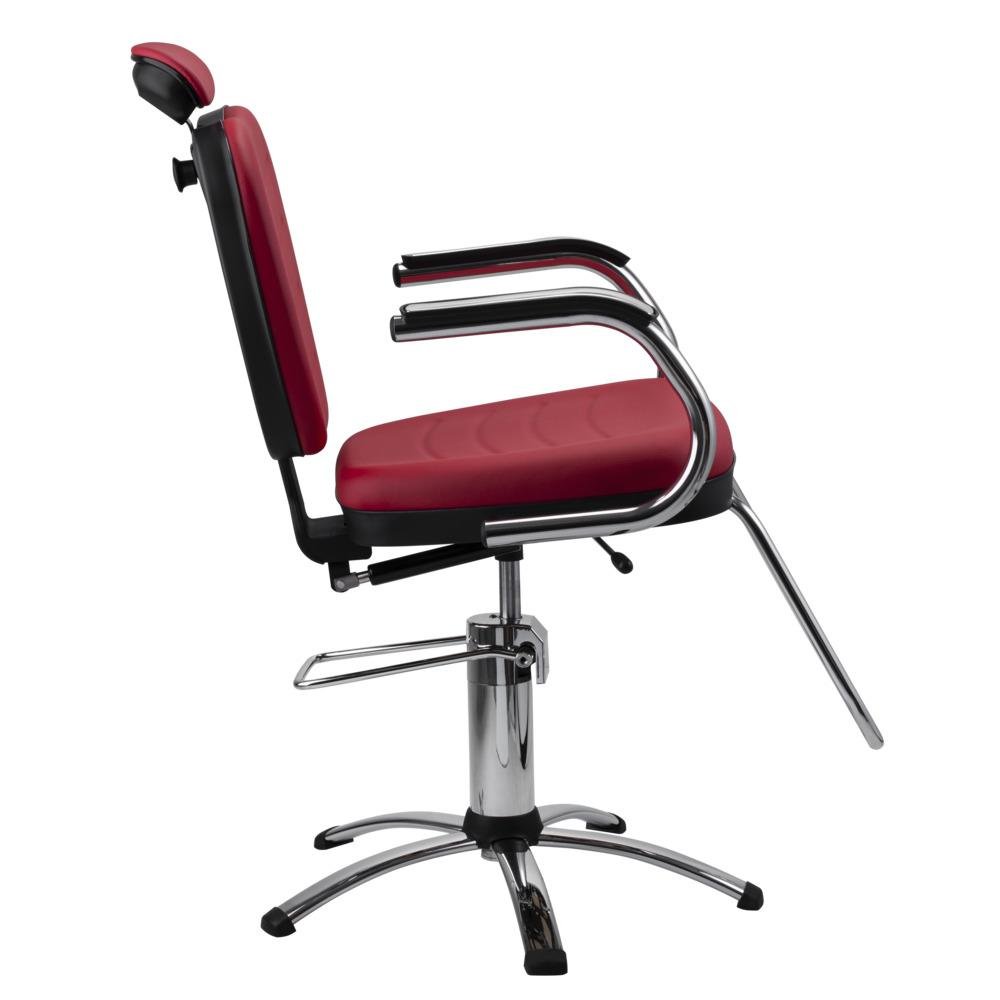 Cadeira Salão Barbeiro Encosto Reclinável Vermelha Dompel - 4