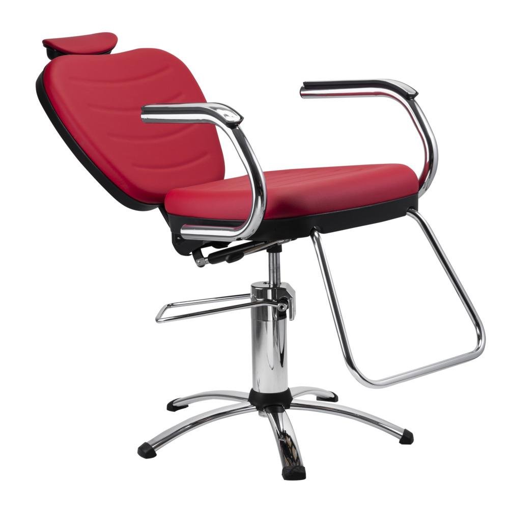 Cadeira Salão Barbeiro Encosto Reclinável Vermelha Dompel - 3