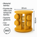 Ver imagem 4 de Porta Temperos Giratório Bambu com 8 Potes de Vidro Herméticos Design Sofisticado Premium