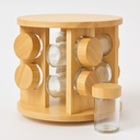 Ver imagem 1 de Porta Temperos Giratório Bambu com 8 Potes de Vidro Herméticos Design Sofisticado Premium