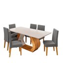 Ver imagem 2 de Conjunto Sala de Jantar 6 Lugares Retangular Tampo em MDF Mimos Yescasa Cinza/Mel/Blonde