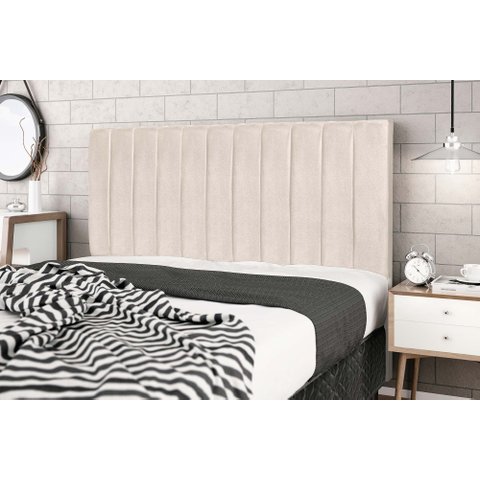 Cabeceira Casal King Jbe Moveis Leblon Marrom 195cm Para Cama Box 193cm Decoração Quarto - Creme