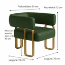 Ver mais imagens de Kit 02 Poltrona Cadeira Decorativa Sala Clinica Versátil Loy:courino Sintético Verde