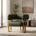 Ver imagem 4 de Kit 02 Poltrona Cadeira Decorativa Sala Clinica Versátil Loy:courino Sintético Verde